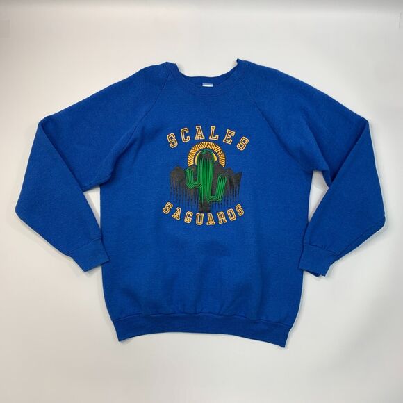 Vintage Scales Saguaros Sweatshirt Mens XL Extra Large Cobalt Blue Made USA - Picture 2 of 11